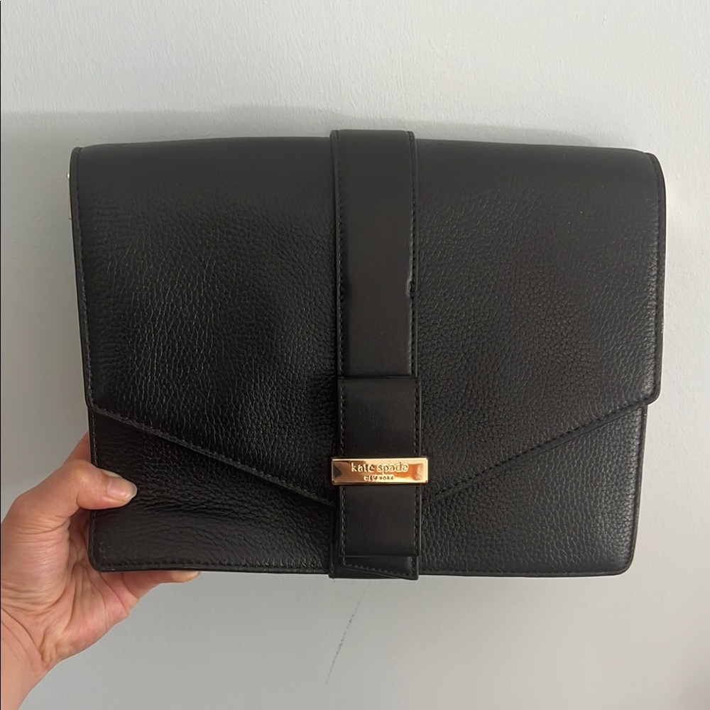 Kate Spade Black Leather Envelope Clutch